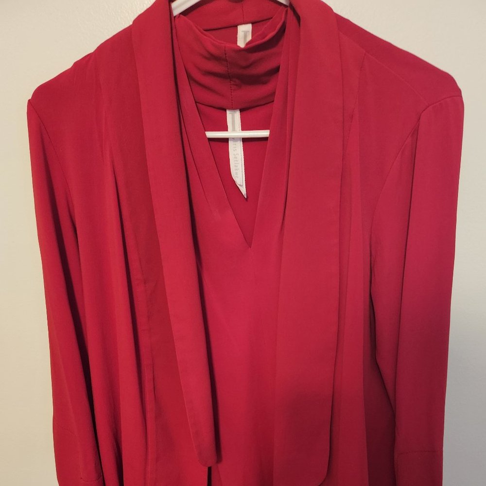 Iris Setlakwe stylish blazer and sleeveless shirt